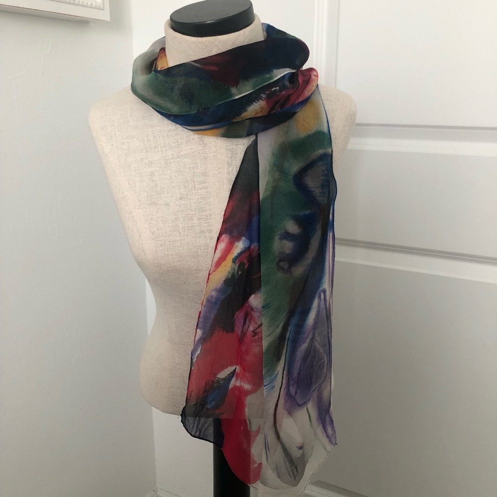 Vintage Smithsonian 1995 Multicolor Silk Scarf